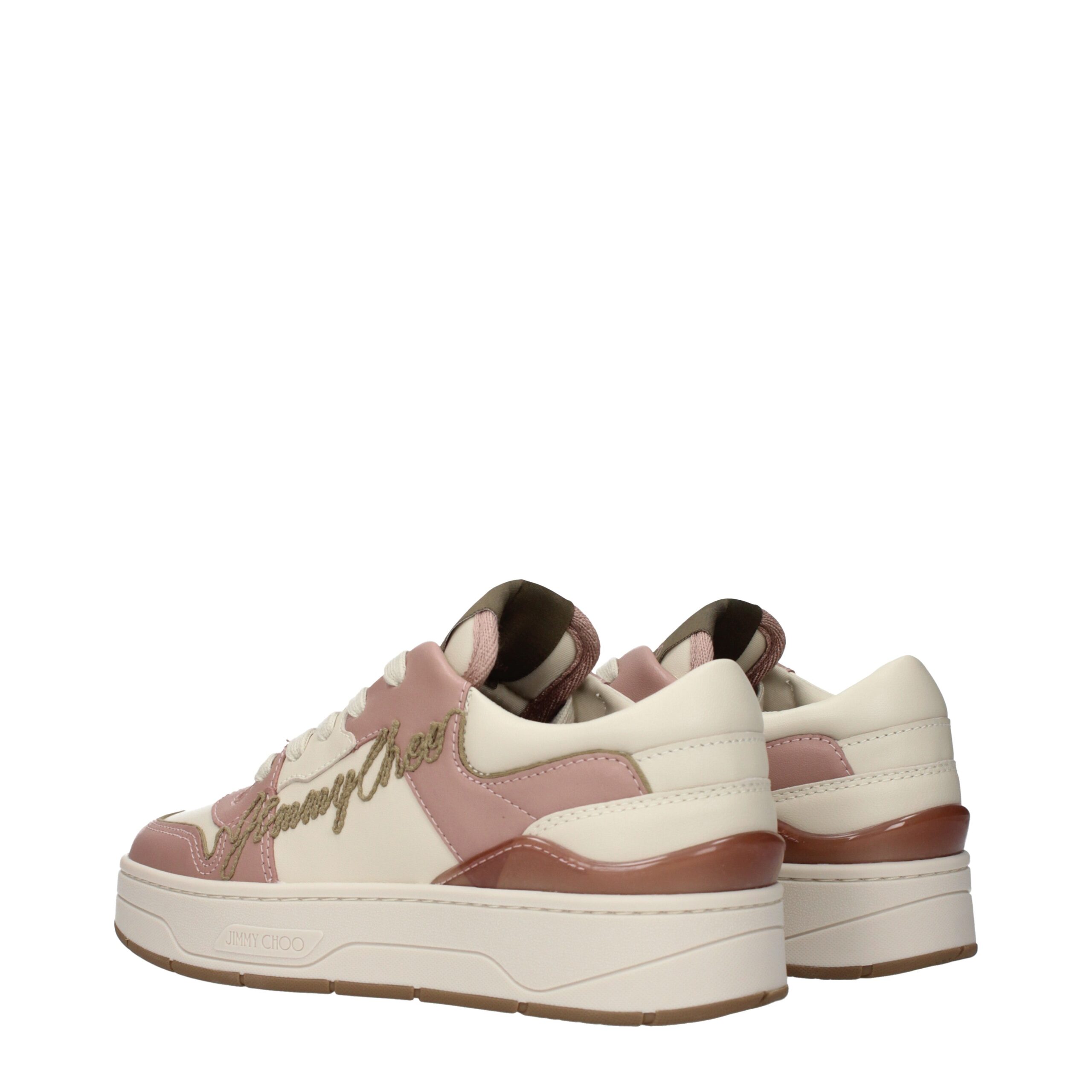 Jimmy Choo Pink Leather Low Top Sneakers - Image 4