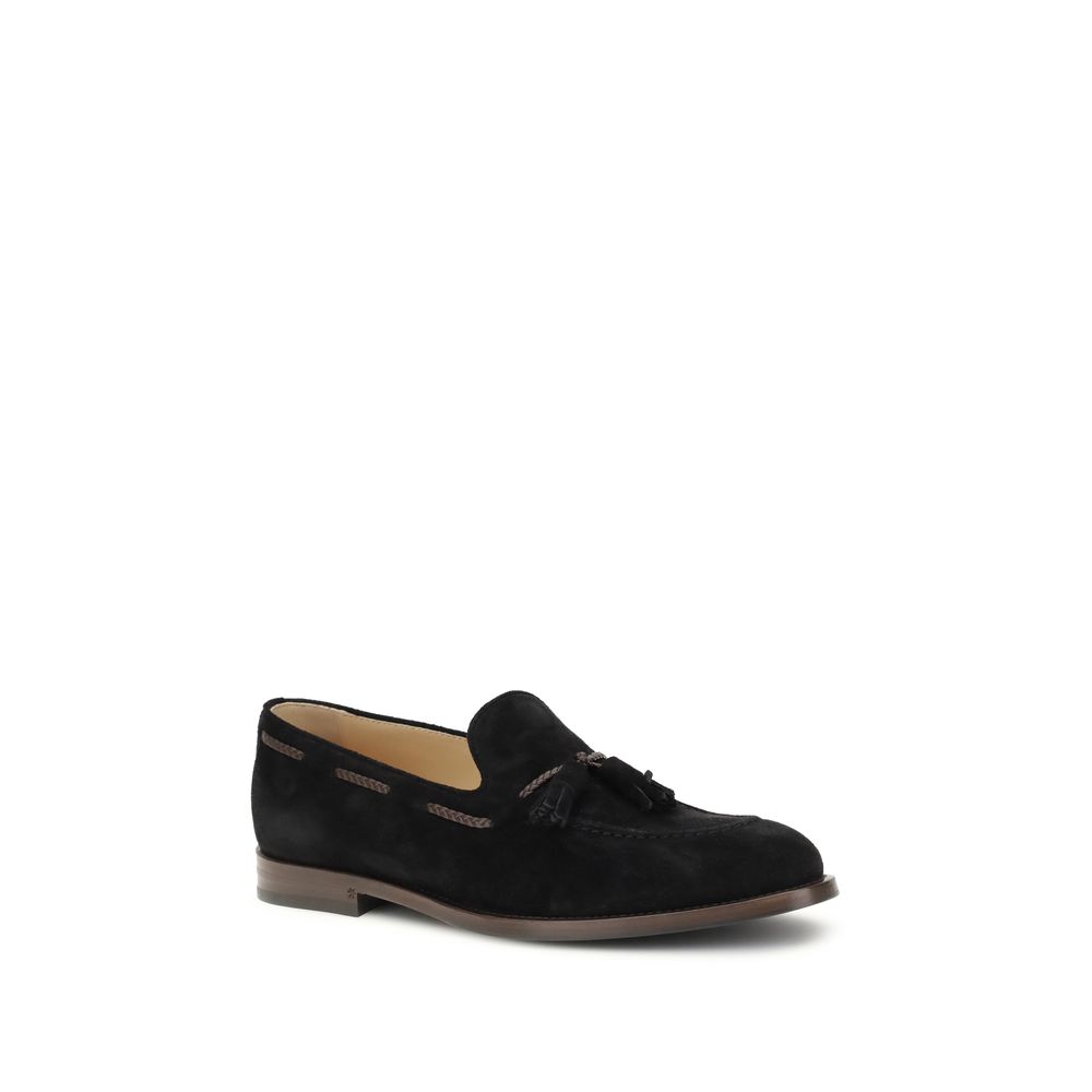 Brunello Cucinelli Black Calf Leather Bos Taurus Slip-On Loafers - Image 2