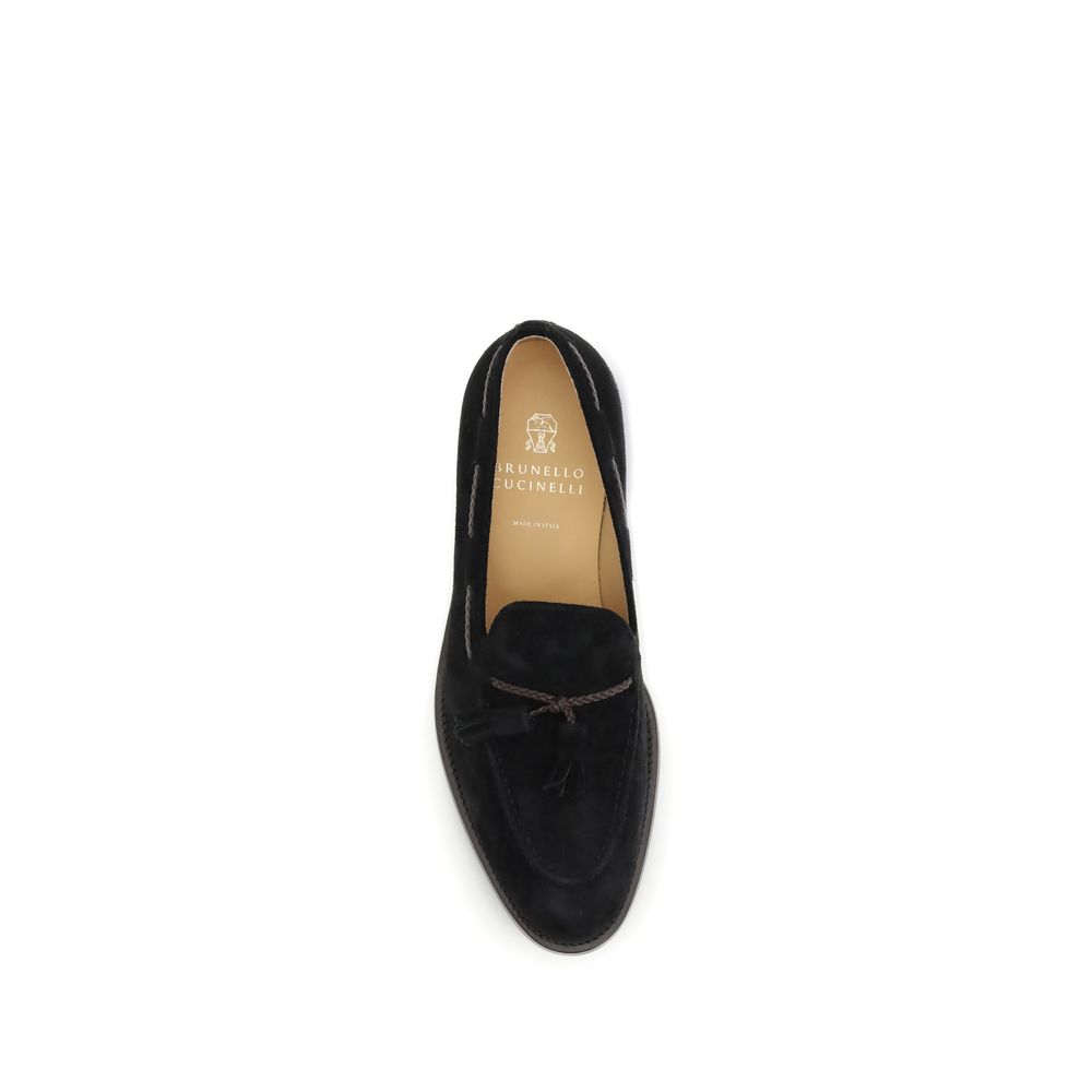 Brunello Cucinelli Black Calf Leather Bos Taurus Slip-On Loafers - Image 4
