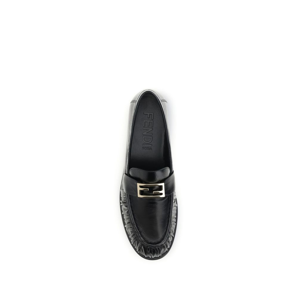 Fendi Black Calf Leather Bos Taurus Slip-On Loafers - Image 4