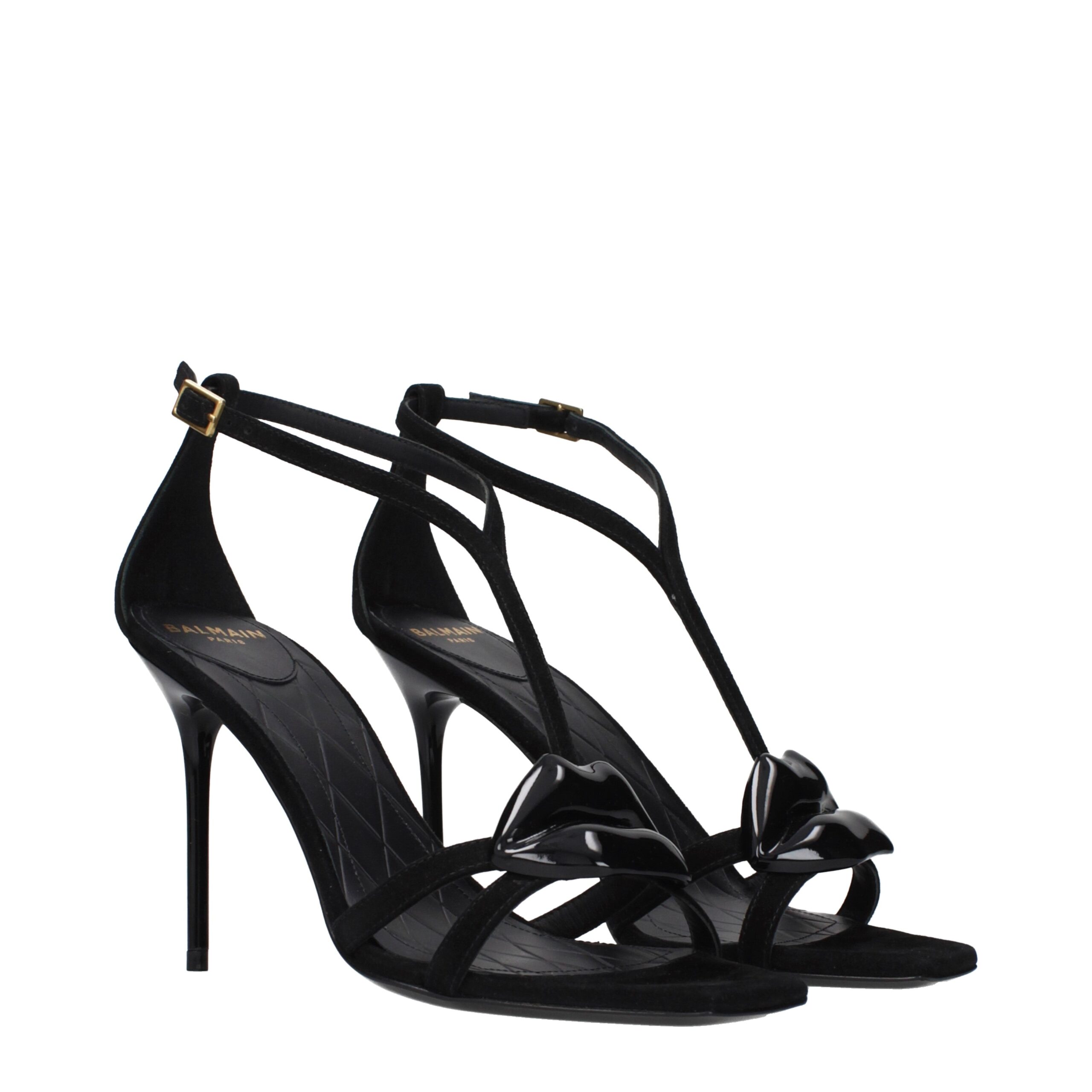 Balmain Black Leather Stiletto Heel Sandals - Image 2