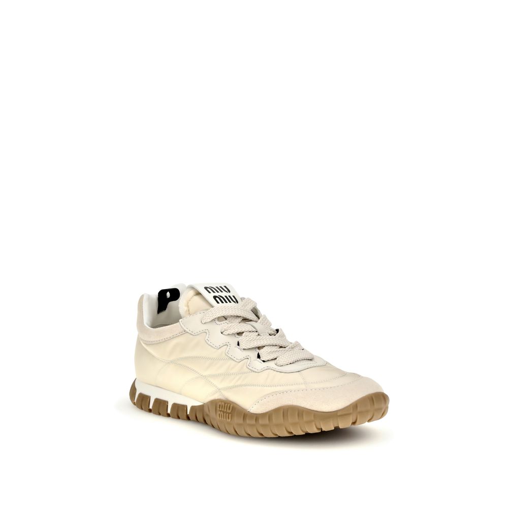 Miu Miu Cream Recycled Polyamide Athletic Sneakers - Image 2