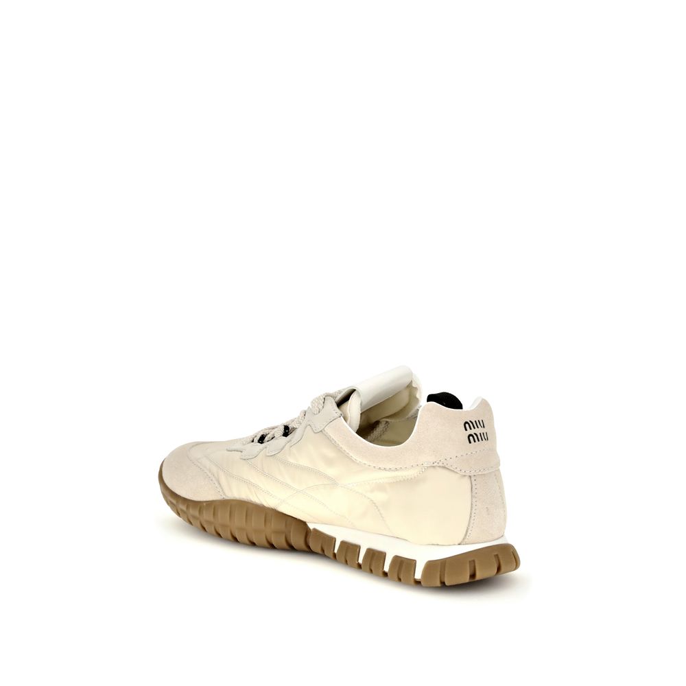 Miu Miu Cream Recycled Polyamide Athletic Sneakers - Image 3