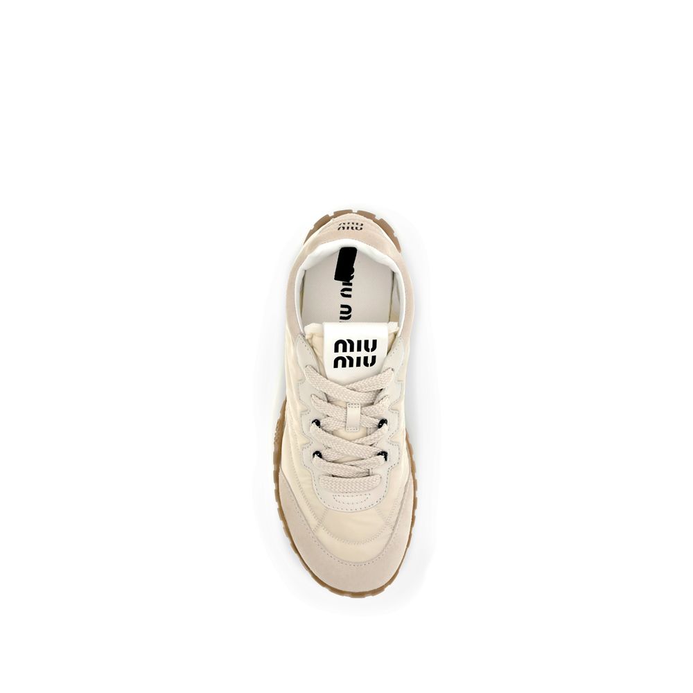 Miu Miu Cream Recycled Polyamide Athletic Sneakers - Image 4