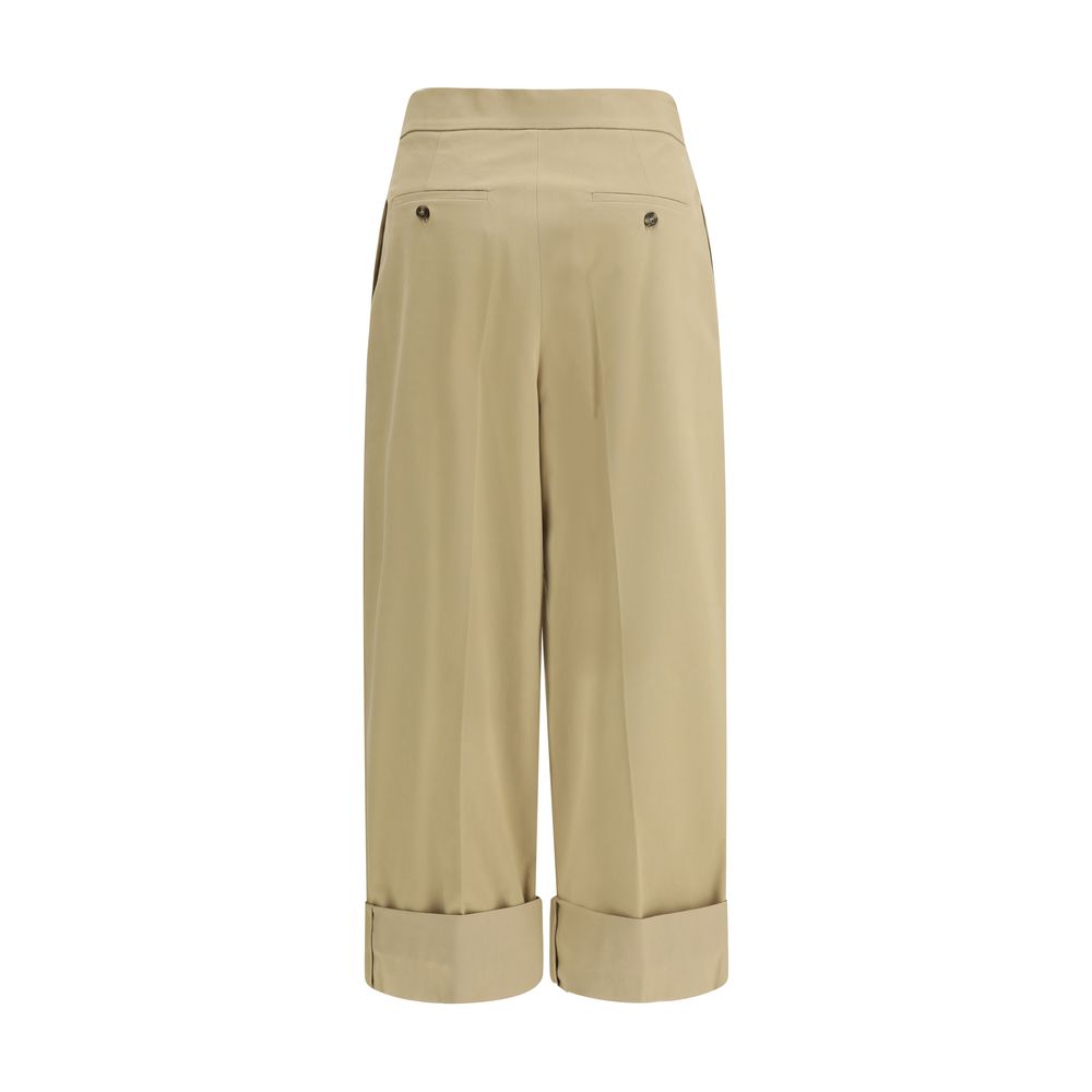 Max Mara Beige Cotton Cropped Pants - Image 2