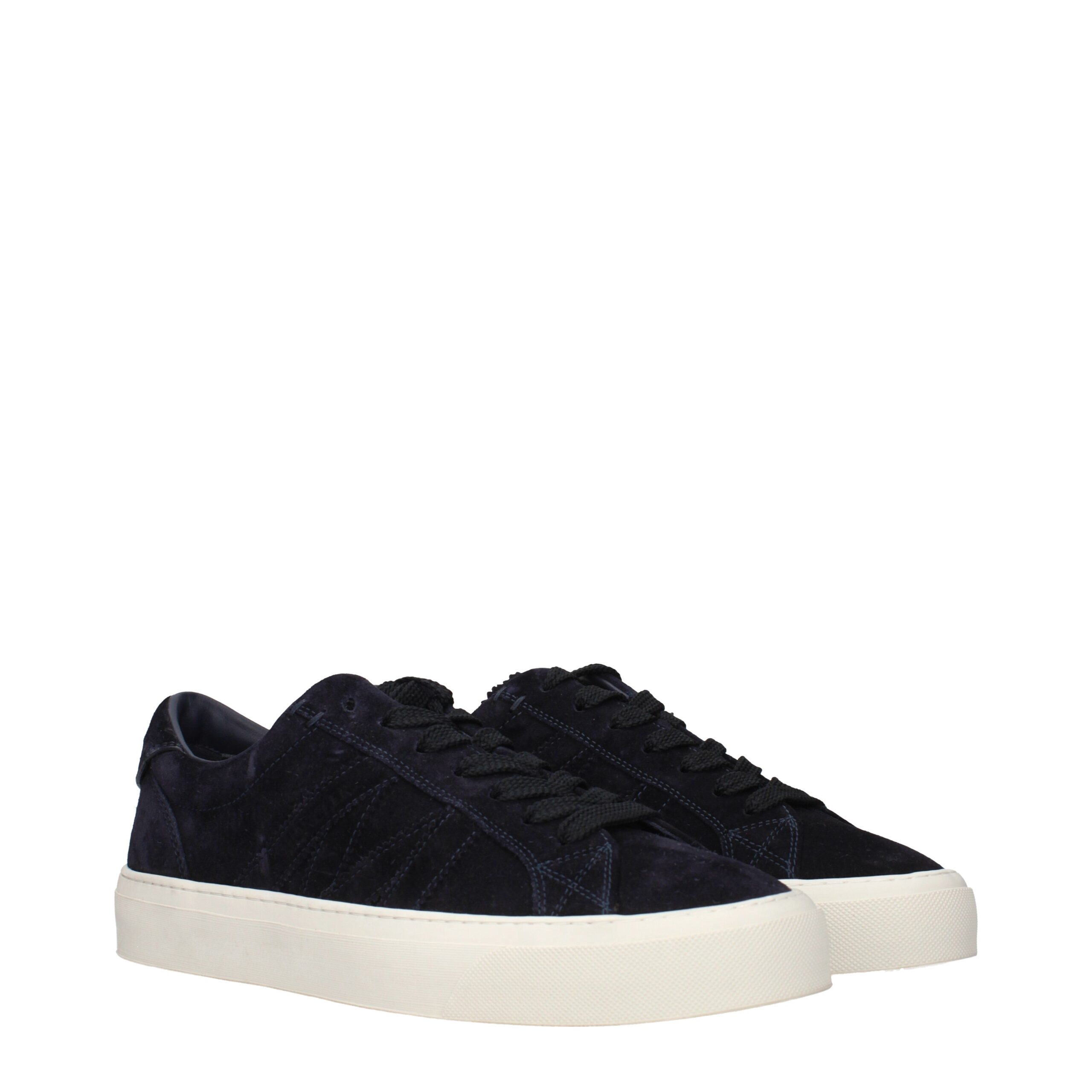 Moncler Blue Leather Low Top Sneakers - Image 2