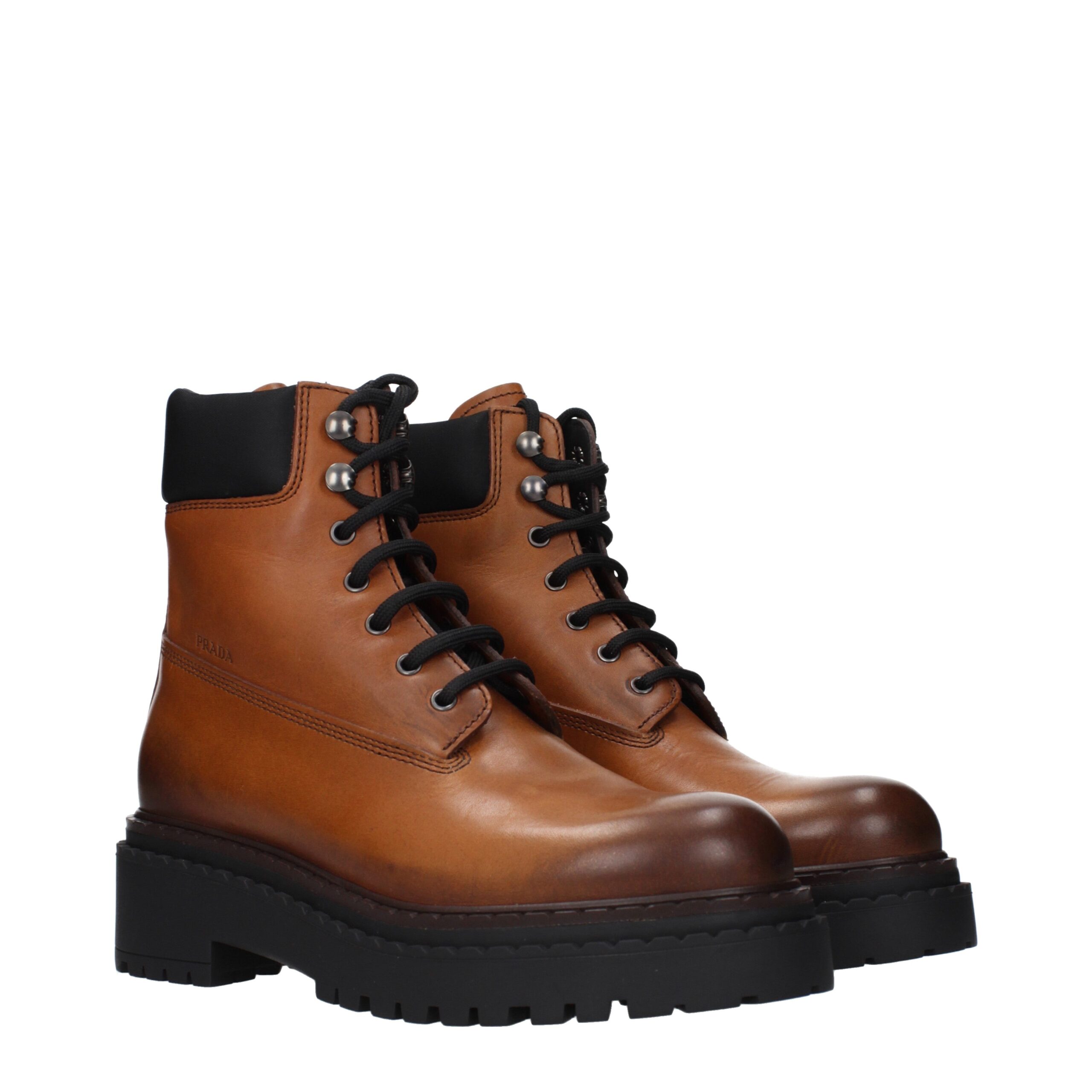 Prada Brown Leather Ankle Boots - Image 2