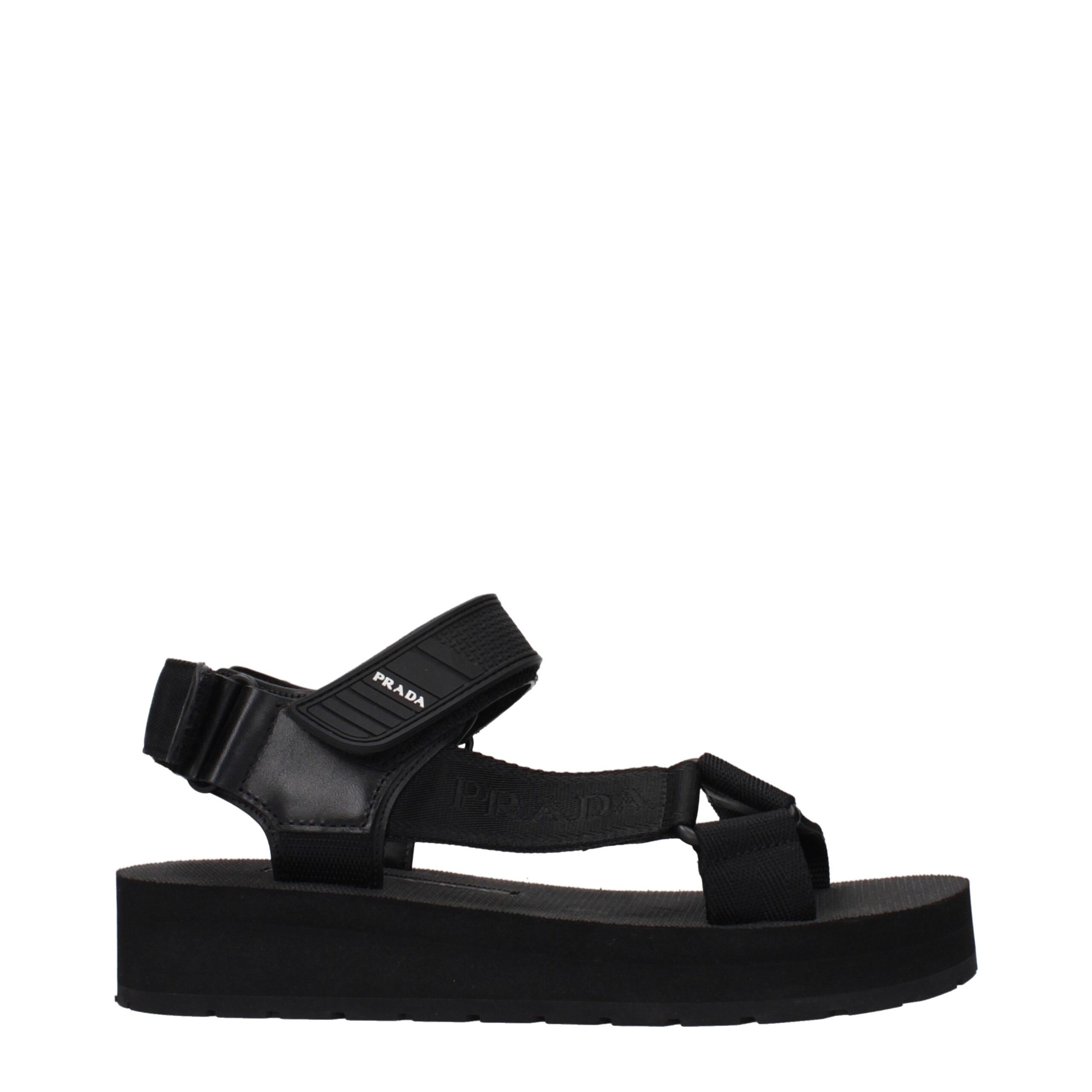 Prada Black Fabric Sandals