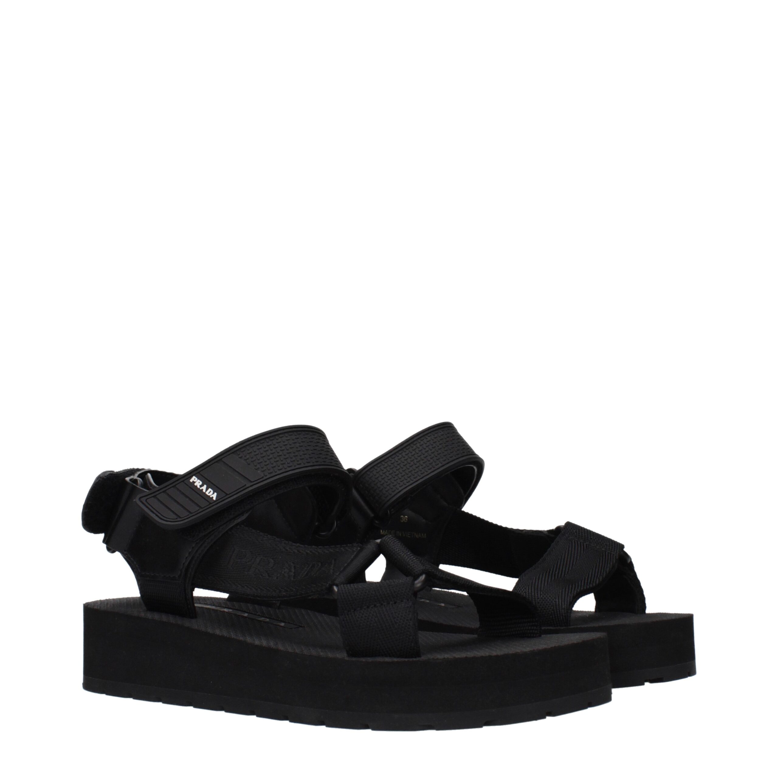 Prada Black Fabric Sandals - Image 2