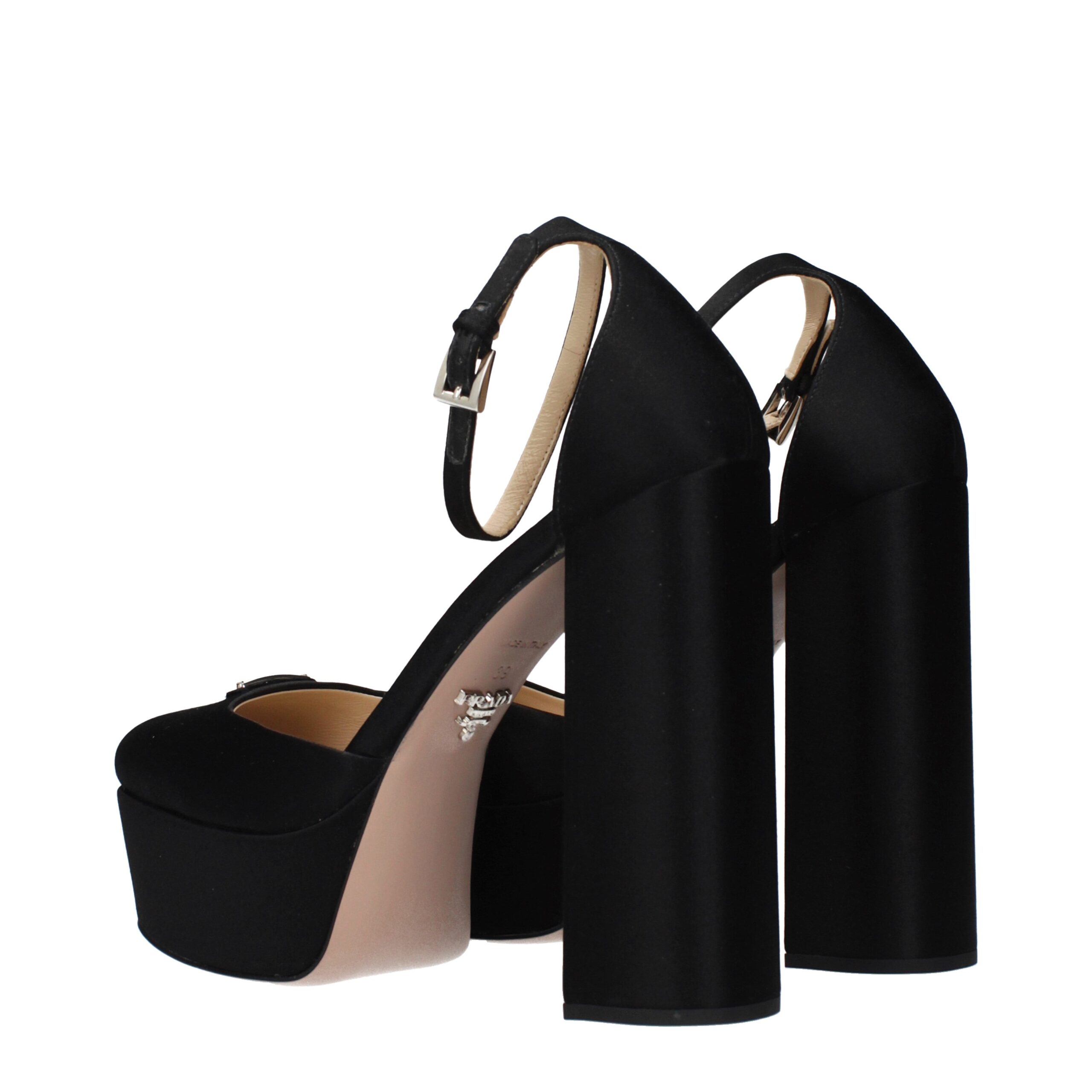 Prada Black Satin Platform Pumps - Image 4